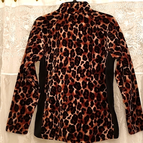 NWOT Leopard Velour Zip-up Jacket, Soft & Plush, Vibrant Colors, PL - Picture 10 of 11